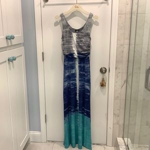 VENUS MAXI DRESS BLUE GREEN GREY tie dye ombre SZ Small